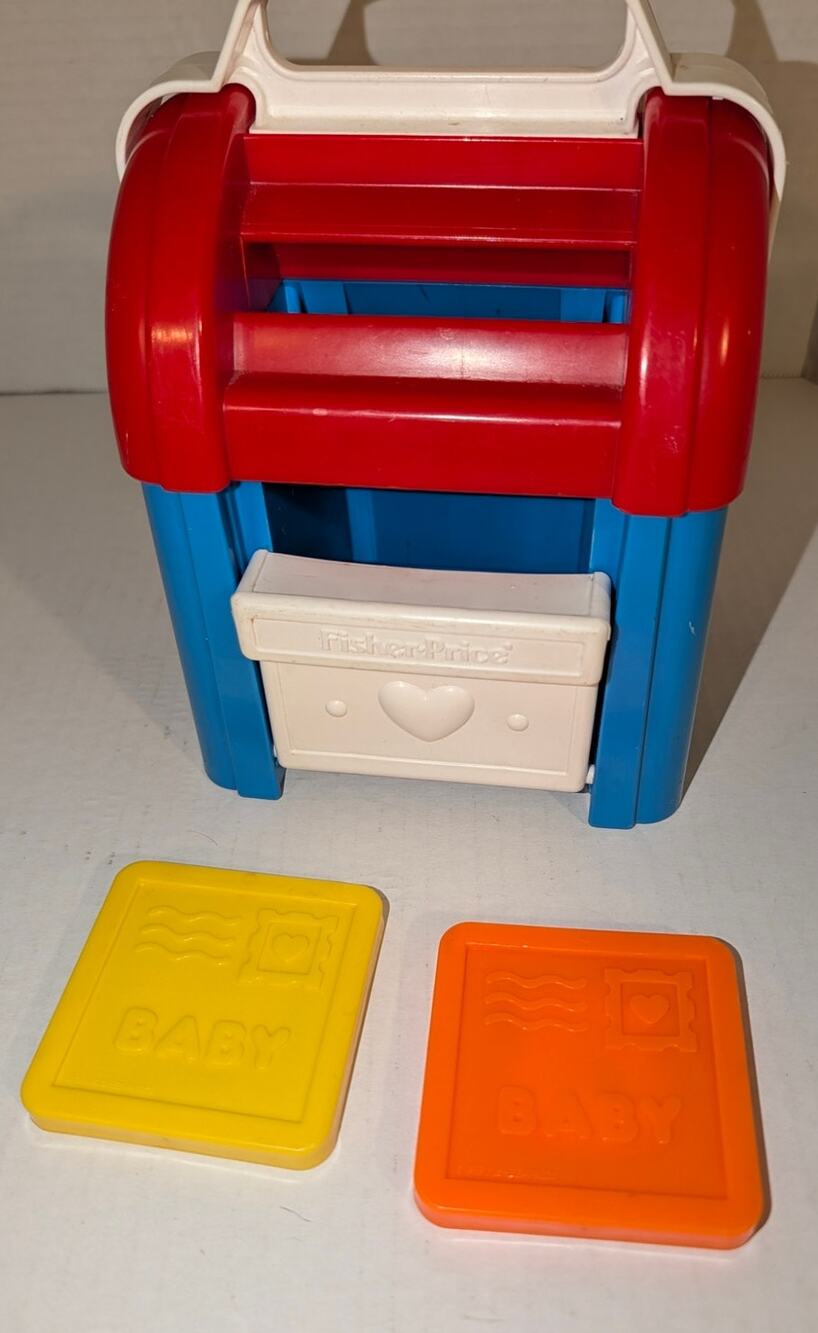 Rare Vintage Fisher Price Sort And Stack Mailbox Toy 1025 3 color Letters 1989